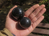 Polished Pitch Black Basalt Spheres  x 6 From Madagascar - TopRock