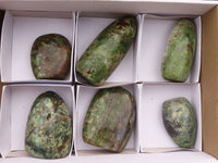 Polished  Green Chrysoprase Standing Free Forms  x 6 From Madagascar