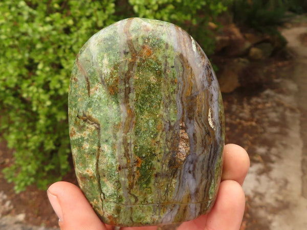 Polished  Green Chrysoprase Standing Free Forms  x 6 From Madagascar