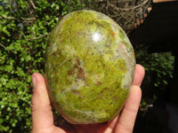 Polished Green Opal Standing Free Forms  x 3 From Madagascar - Toprock Gemstones and Minerals 