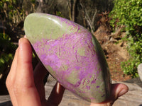 Polished Purple Stichtite & Serpentine Standing Free Forms x 2 From Barberton, South Africa