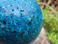 Polished Chrysocolla Conglomerate Sphere With Azurite & Malachite x 2 From Congo - TopRock