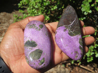 Polished Stichtite & Serpentine Free Forms With Silky Purple Threads  x 6 From Barberton, South Africa - Toprock Gemstones and Minerals 