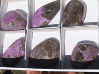 Polished Stichtite & Serpentine Free Forms With Silky Purple Threads  x 6 From Barberton, South Africa - Toprock Gemstones and Minerals 