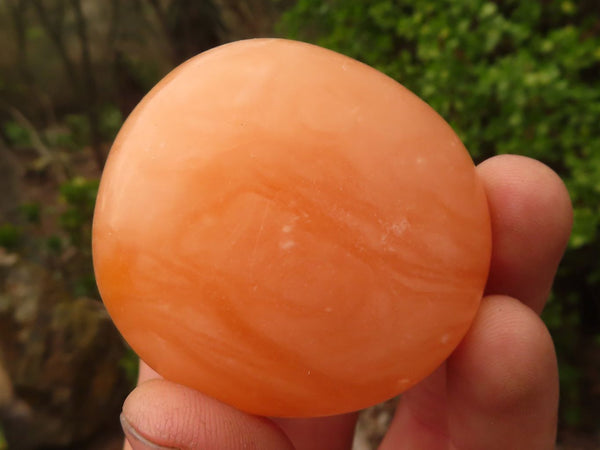 Polished Orange Twist Calcite Galets / Palm Stones x 20 From Maevantanana, Madagascar