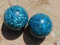 Polished Chrysocolla Conglomerate Spheres x 2 From Congo - TopRock