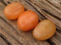 Polished Orange Twist Calcite Galets / Palm Stones x 20 From Maevantanana, Madagascar