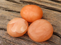 Polished Orange Twist Calcite Galets / Palm Stones x 20 From Maevantanana, Madagascar