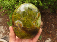 Polished  Green Opal Standing Free Forms  x 2 From Madagascar