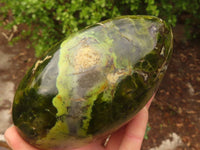 Polished  Green Opal Standing Free Forms  x 2 From Madagascar