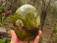 Polished  Green Opal Standing Free Forms  x 2 From Madagascar