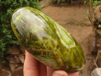 Polished  Green Opal Standing Free Forms  x 2 From Madagascar