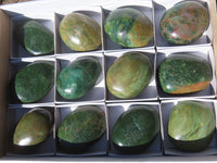 Polished Green Verdite Palm Stones  x 12 From Mazoe, Zimbabwe - Toprock Gemstones and Minerals 