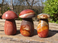 Polished Mini Polychrome / Picasso Jasper Mushrooms  x 35 From Madagascar