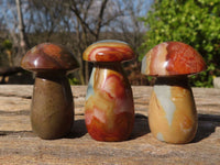 Polished Mini Polychrome / Picasso Jasper Mushrooms  x 35 From Madagascar