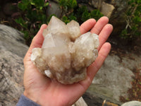 Natural Cascading Smokey Quartz Clusters x 3 From Luena, Congo