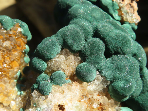 Natural Rare Ball Malachite On Drusy Quartz & Dolomite Matrix  x 2 From Kambove, Congo - Toprock Gemstones and Minerals 