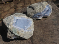 Natural Blue Lace Agate Geodes With Dog Tooth Calcite Crystals  x 2 From Nsanje, Malawi - TopRock