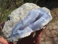 Natural Blue Lace Agate Geodes With Dog Tooth Calcite Crystals  x 2 From Nsanje, Malawi - TopRock