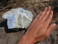 Natural Blue Lace Agate Geodes With Dog Tooth Calcite Crystals  x 2 From Nsanje, Malawi - TopRock