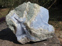 Natural Blue Lace Agate Geodes With Dog Tooth Calcite Crystals  x 2 From Nsanje, Malawi - TopRock