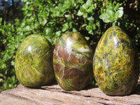 Polished Green Opal Standing Free Forms  x 3 From Antsirabe, Madagascar - Toprock Gemstones and Minerals 