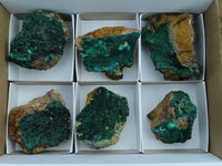 Natural Malachite Crystalline Specimens x 6 From Tenke Fungurume, Congo - TopRock