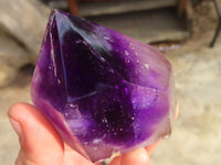 Polished Large Window Amethyst Crystals x 3 From Ankazobe, Madagascar