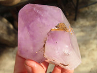 Polished Large Window Amethyst Crystals x 3 From Ankazobe, Madagascar