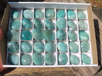 Polished Small Blue Amazonite Palm Stones  x 35 From Madagascar