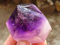 Polished Large Window Amethyst Crystals x 3 From Ankazobe, Madagascar