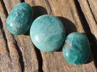 Polished Small Blue Amazonite Palm Stones  x 35 From Madagascar