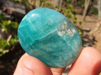 Polished Small Blue Amazonite Palm Stones  x 35 From Madagascar