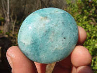 Polished Small Blue Amazonite Palm Stones  x 35 From Madagascar