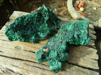 Natural Chatoyant Silky Malachite Specimens  x 2 From Kasompe, Congo