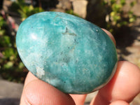 Polished Small Blue Amazonite Palm Stones  x 35 From Madagascar