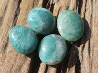 Polished Small Blue Amazonite Palm Stones  x 35 From Madagascar