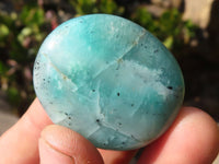 Polished Small Blue Amazonite Palm Stones  x 35 From Madagascar