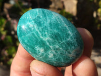 Polished Small Blue Amazonite Palm Stones  x 35 From Madagascar