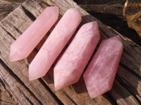 Polished Double Terminated Rose Quartz Points x 4 From Ambatondrazaka, Madagascar