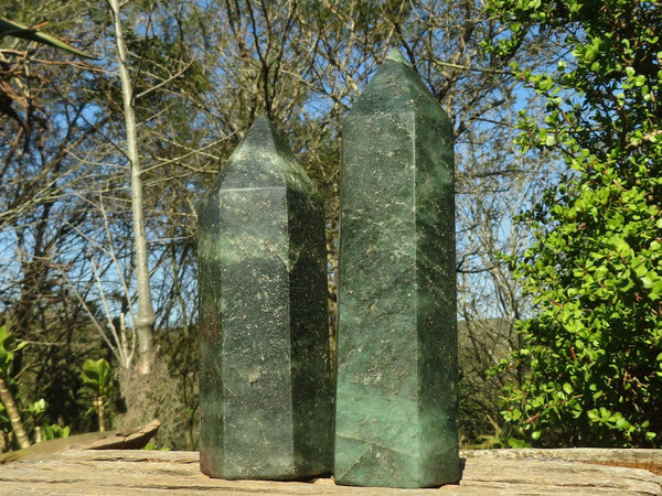 Polished Green Fuchsite Quartz Points  x 2 From Madagascar - Toprock Gemstones and Minerals 