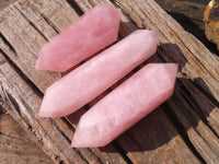 Polished Double Terminated Rose Quartz Points x 4 From Ambatondrazaka, Madagascar