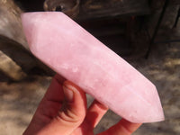 Polished Double Terminated Rose Quartz Points x 4 From Ambatondrazaka, Madagascar