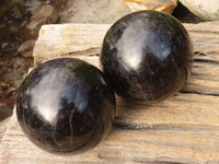 Polished Rare Iolite Spheres x 2 From Ambatofinandrahana, Madagascar