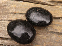 Polished Schorl Black Tourmaline Palm Stones  x 12 From Madagascar - Toprock Gemstones and Minerals 