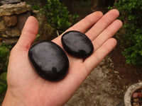 Polished Schorl Black Tourmaline Palm Stones  x 12 From Madagascar - Toprock Gemstones and Minerals 