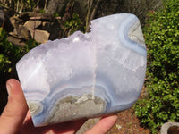 Polished Blue Lace Agate Standing Free Form x 1 From Nsanje, Malawi