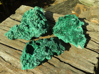 Natural Chatoyant Silky Malachite Specimens  x 3 From Kasompe, Congo