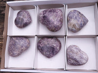 Polished Purple Lepidolite Hearts  x 6 From Madagascar - TopRock