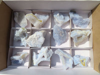 Natural Etched Blue Chalcedony Specimens  x 12 From Nsanje, Malawi